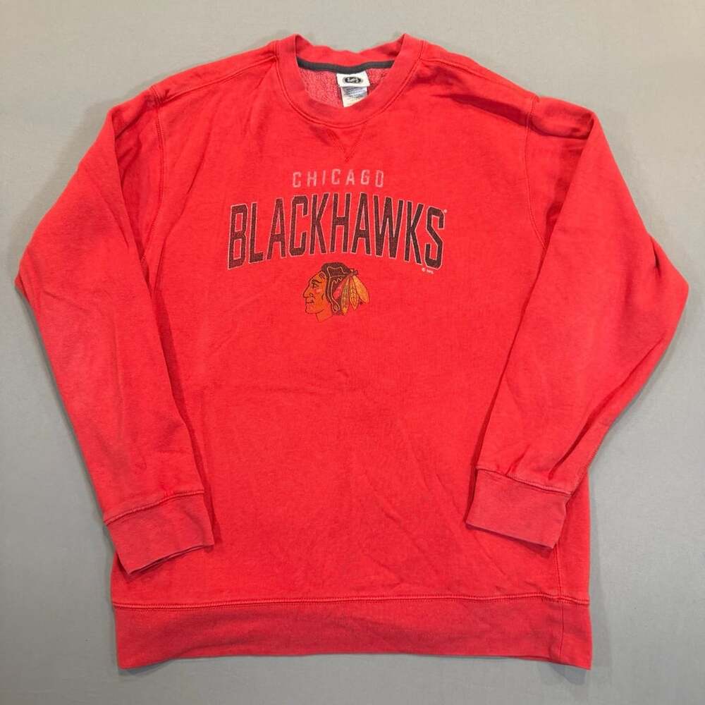 NHL Chicago Blackhawks Sweatshirt Size L Red Crew Neck Pullover